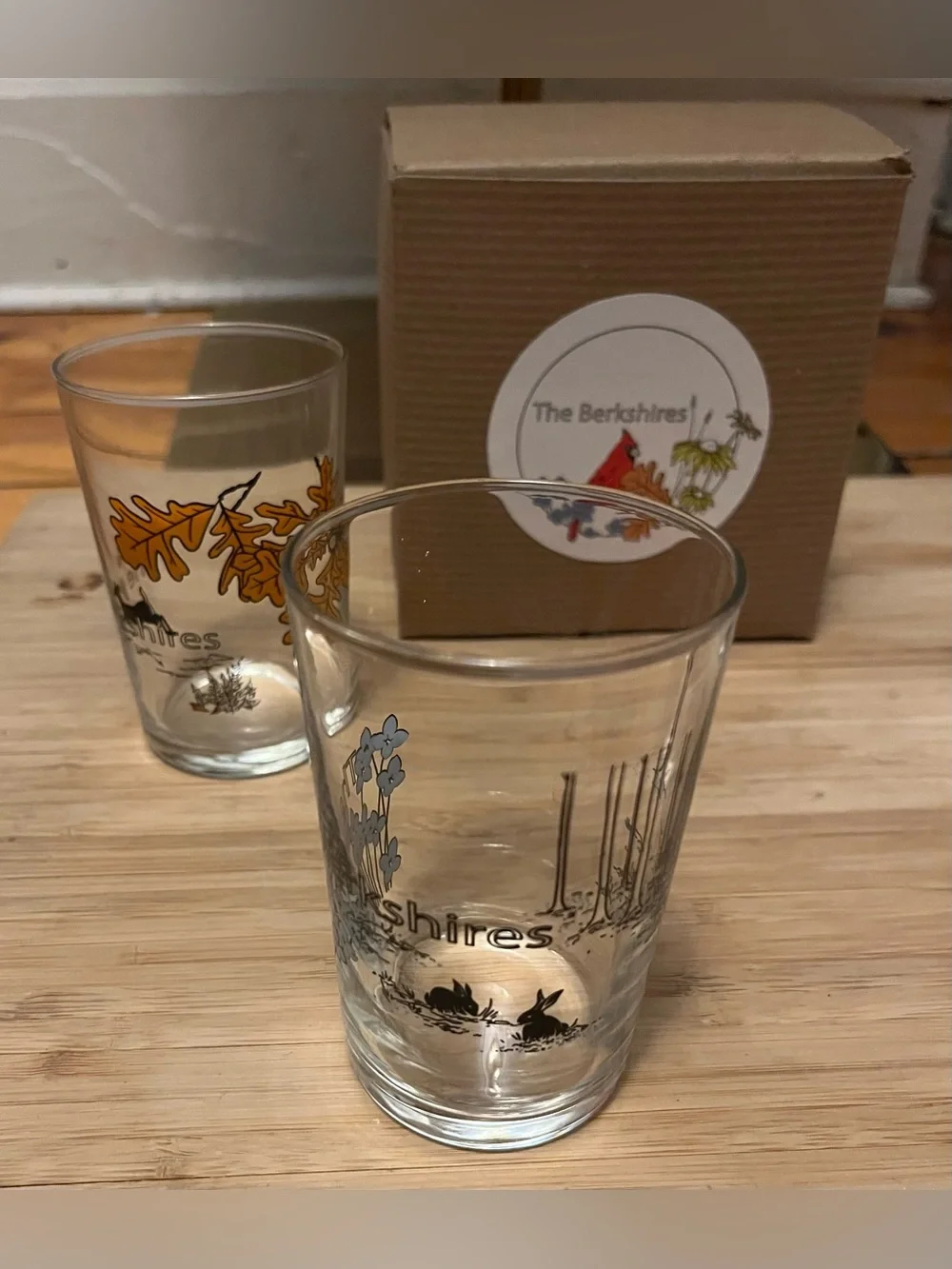 The Berkshires Seasons Glasses Set of Four 7oz Made In USA Mass MoCA NIB